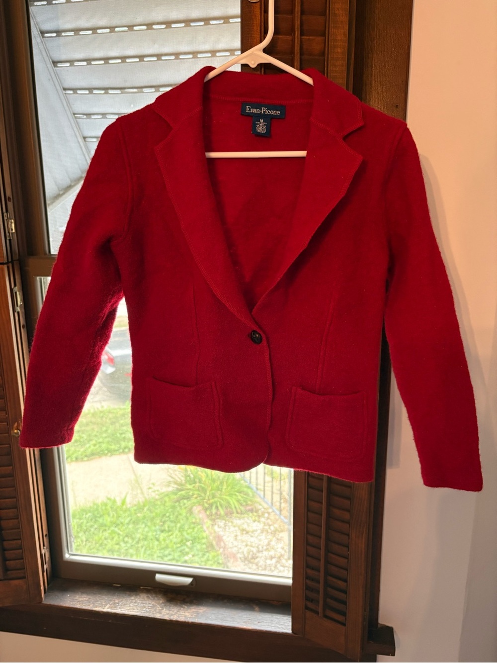 Evan Picone Bright Red Knit Blazer Jacket